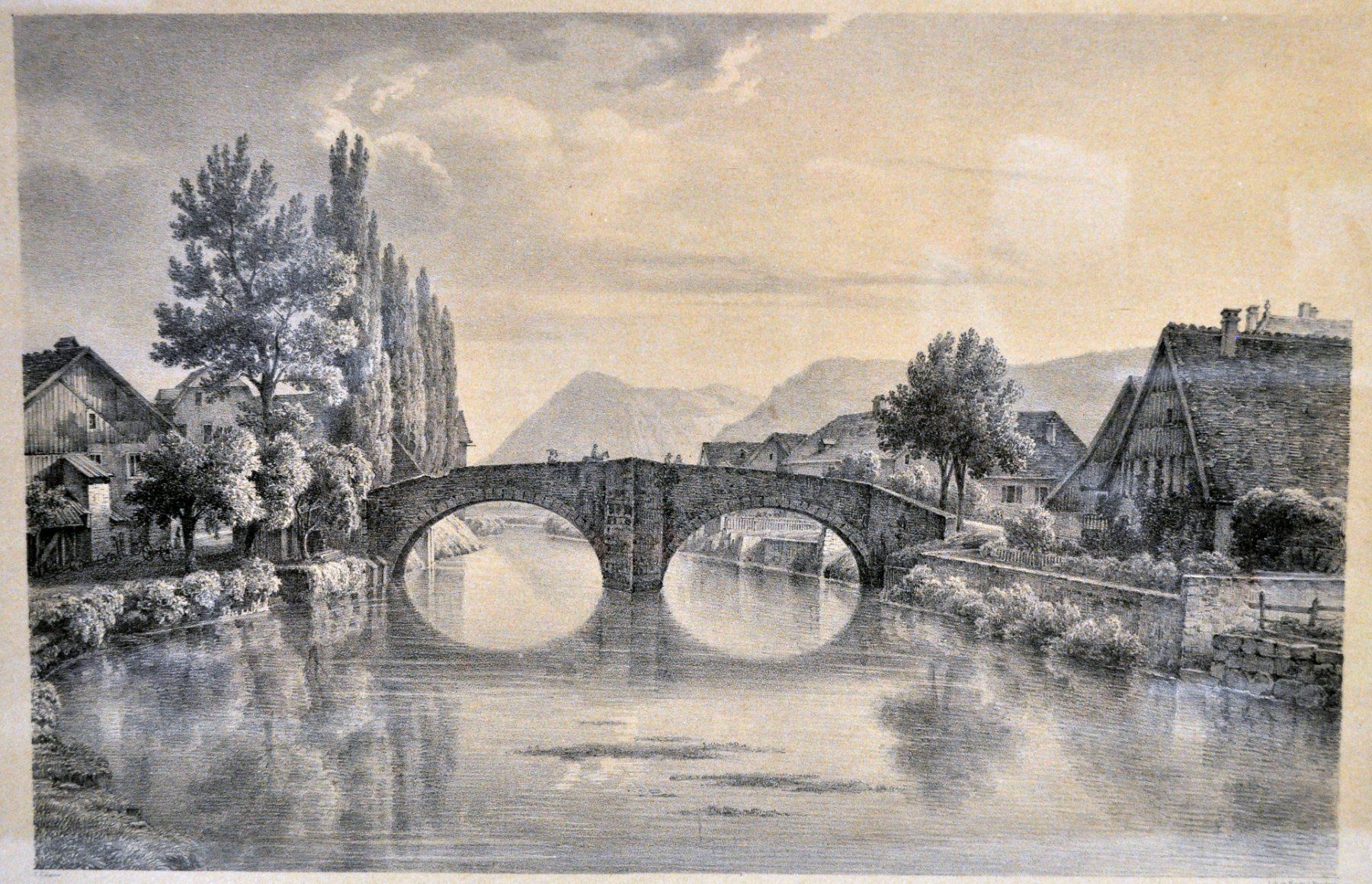 Stiche: Gravure "Pont de Couvet" – Gebraucht aus Neuchâtel von Neuchatel 1