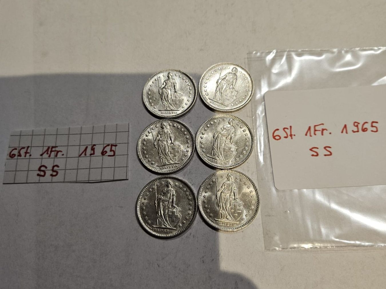 Tutti le monete: Einfränkler Set 6 Stück, 1965 ss – Usato da Grächen venduto da Hel7890 1