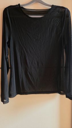 Langarm Shirt Schwarz Mesh L