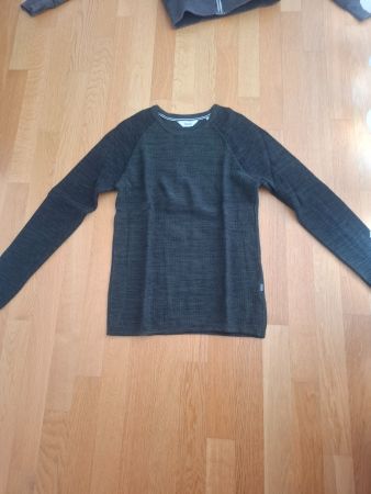 Isolio Herren Pullover in Dunkelgrün grau, Grösse S - Herbst