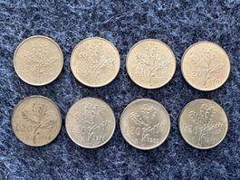 8x Italien 20 Lire 1959 1970 1973 1985