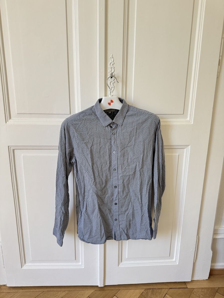 Camicie: Mens Shirt Patterned Grey Long Sleeve – Usato da Lausanne venduto da mar_6g2x