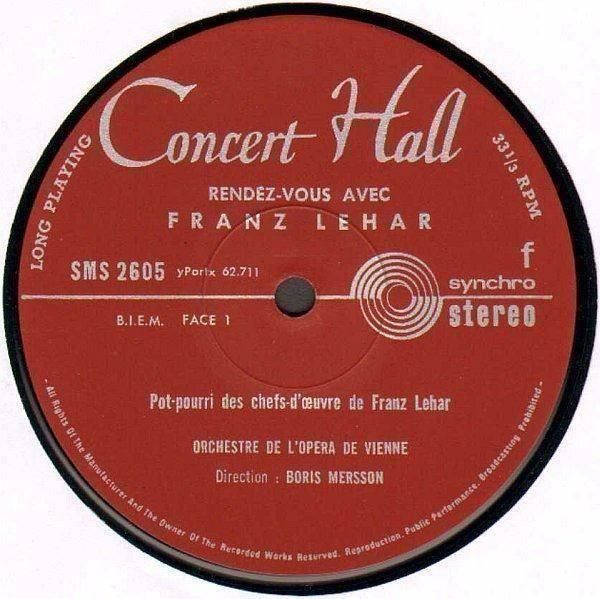Schallplatten: Rendezvous Franz Lehar Boris Mersson LP – Gebraucht aus Genève von Cockattoo 1