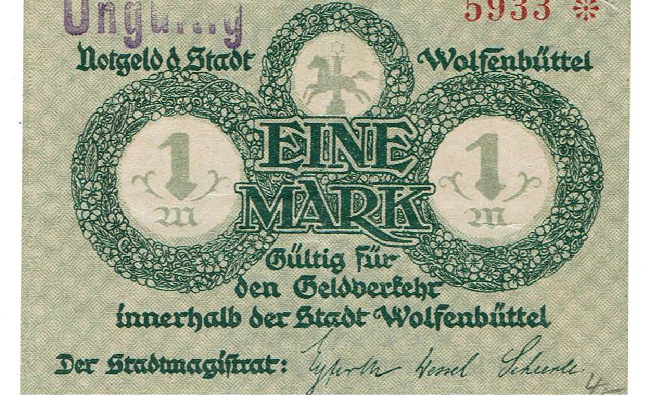 Banconote: Wolfenbüttel 1 Mark November 1918 VZ-VZ+ – Usato da Steffisburg venduto da ber_8htf 1