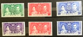 1937 - GB Krönung George VI 2 Sätze ** Malta - Mauritius
