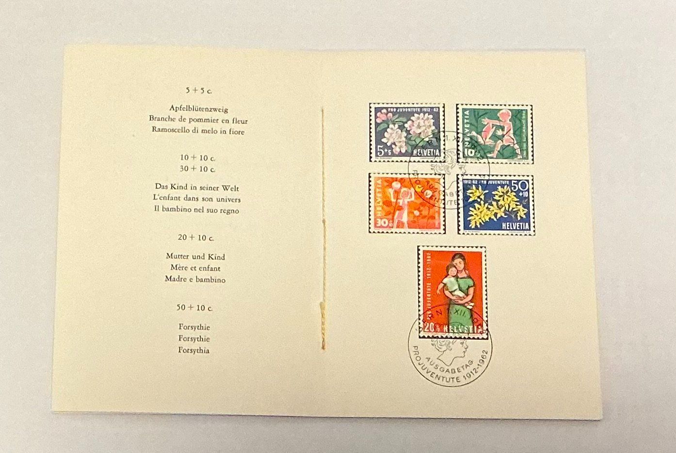 Tutti i francobolli: CH Pro Juventute  Briefmarkenheftchen Satz 1962 – Usato da Koblenz venduto da Markenhimmel