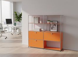 USM Haller Regal 2x4 Reinorange / Neu (mit A Gestänge)