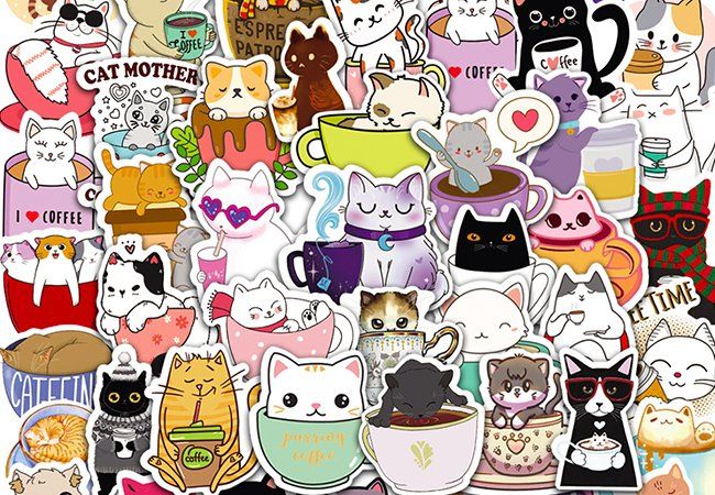 50 Stk. Sticker Aufkleber - Süsse Katzen (Neu und originalverpackt) in ...