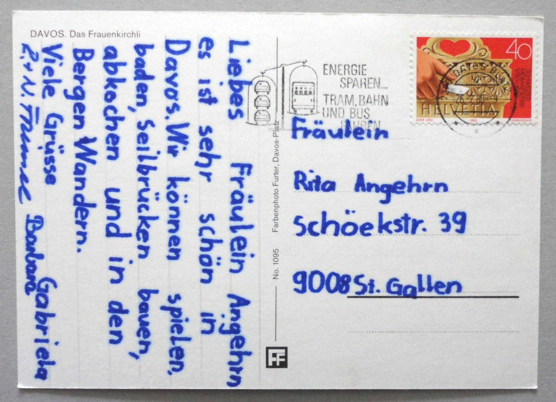 Ansichtskarten: Davos, Das Frauenkirchli – Gebraucht aus Fétigny von Billy2miny 1