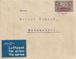 1924, Brief vom Flugtag in Romanshorn, geflogen nach Zürich