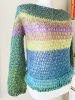 Gehäkelte Topdown Pullover Pulli bunt