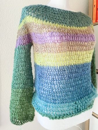 Gehäkelte Topdown Pullover Pulli bunt