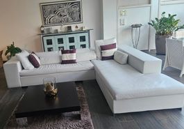 Ecksofa, Leder, weiss