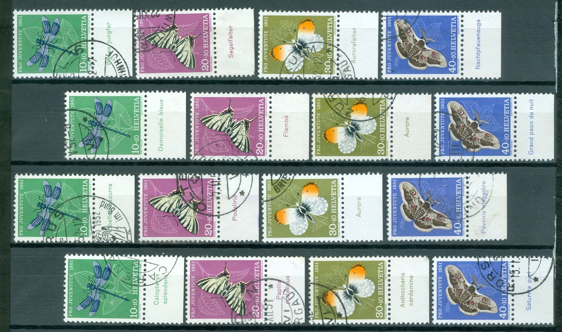 Alle Briefmarken: 1951 Schweiz Pro Juventute – Gebraucht aus Zürich von yago-rot