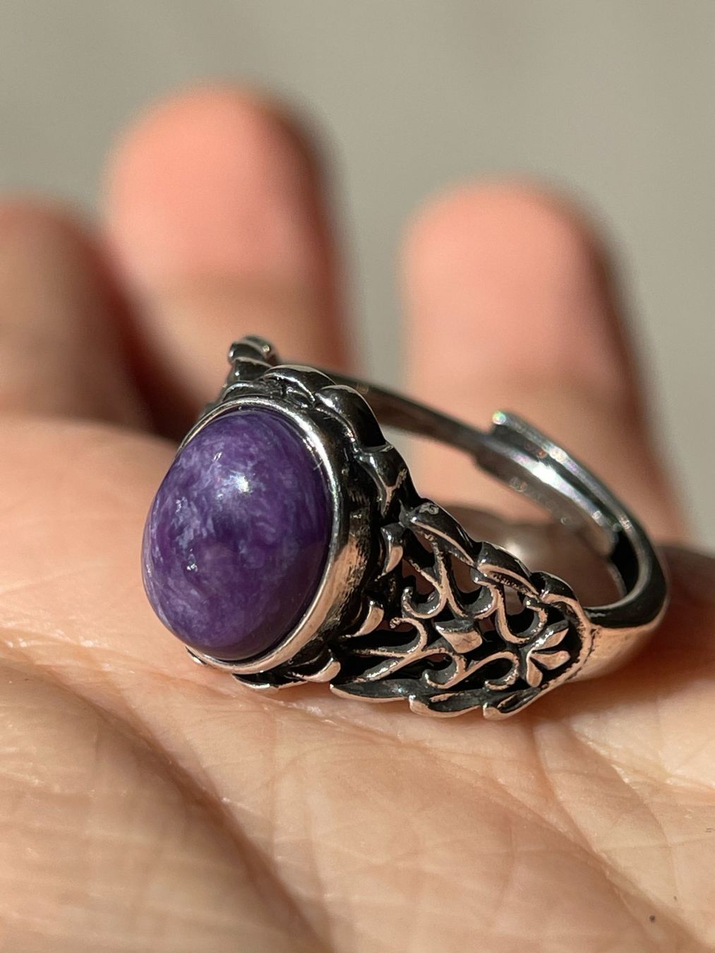 Anelli: Vintage-Ring mit Charoit Verstellbar – Nuovo e nell'imballaggio originale da Schiers venduto da sisikristall 7