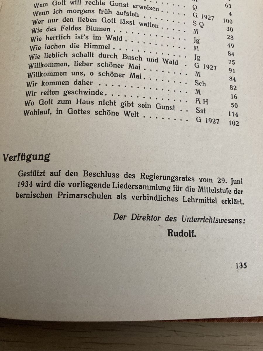 Bücher: Gesangsbuch Kt. Bern Volksschule 1934 – Gebraucht aus Aarwangen von to-hirschi 2
