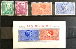 1937 Pro Juventute Jubiläums Block + Serie **