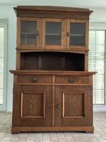 Glasvitrinenschrank, Massivholz, antik, Tablare+Schubladen