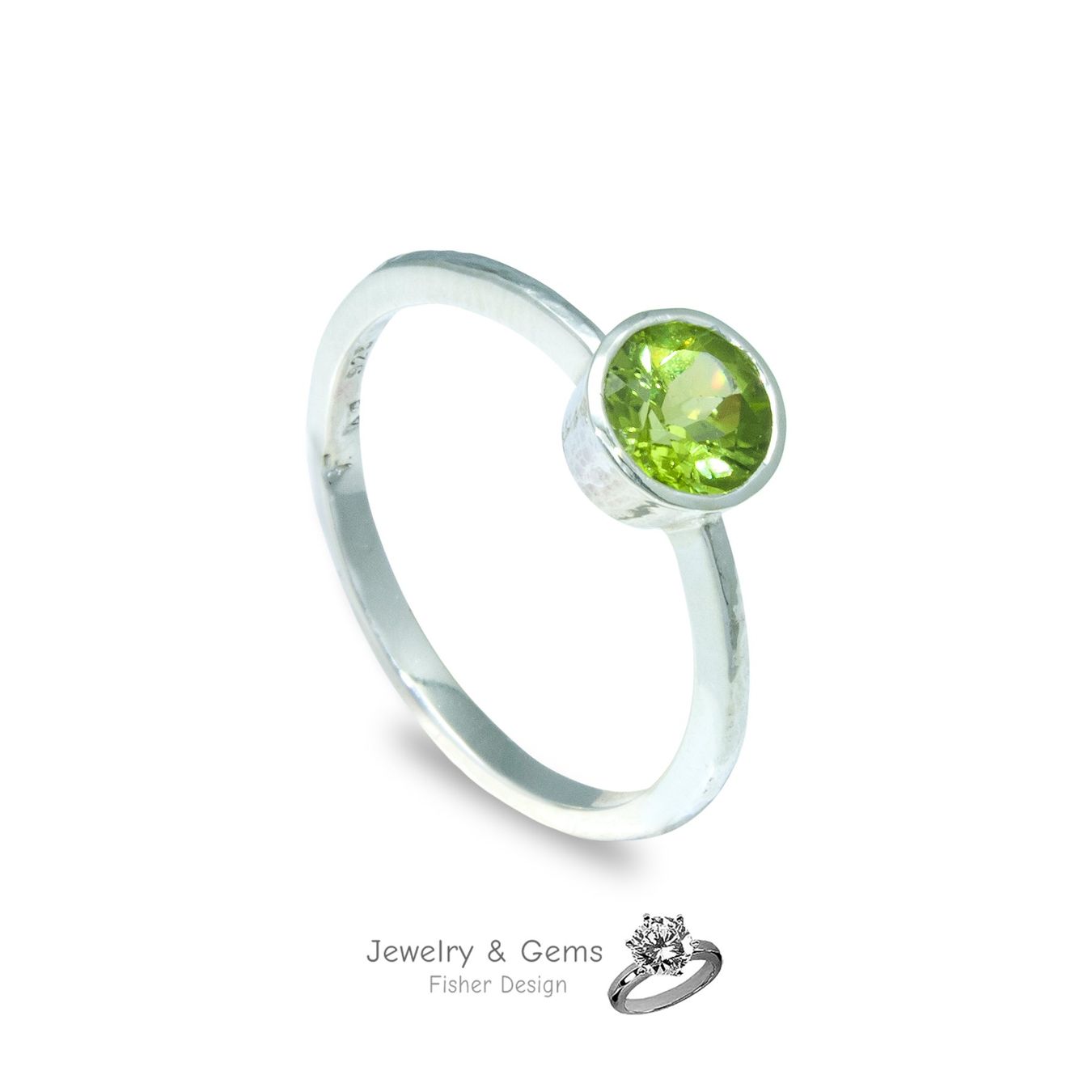 Anelli: Solitaire Peridot Silber mit grössenanpassung – Nuovo e nell'imballaggio originale da Zürich venduto da GOS08 1
