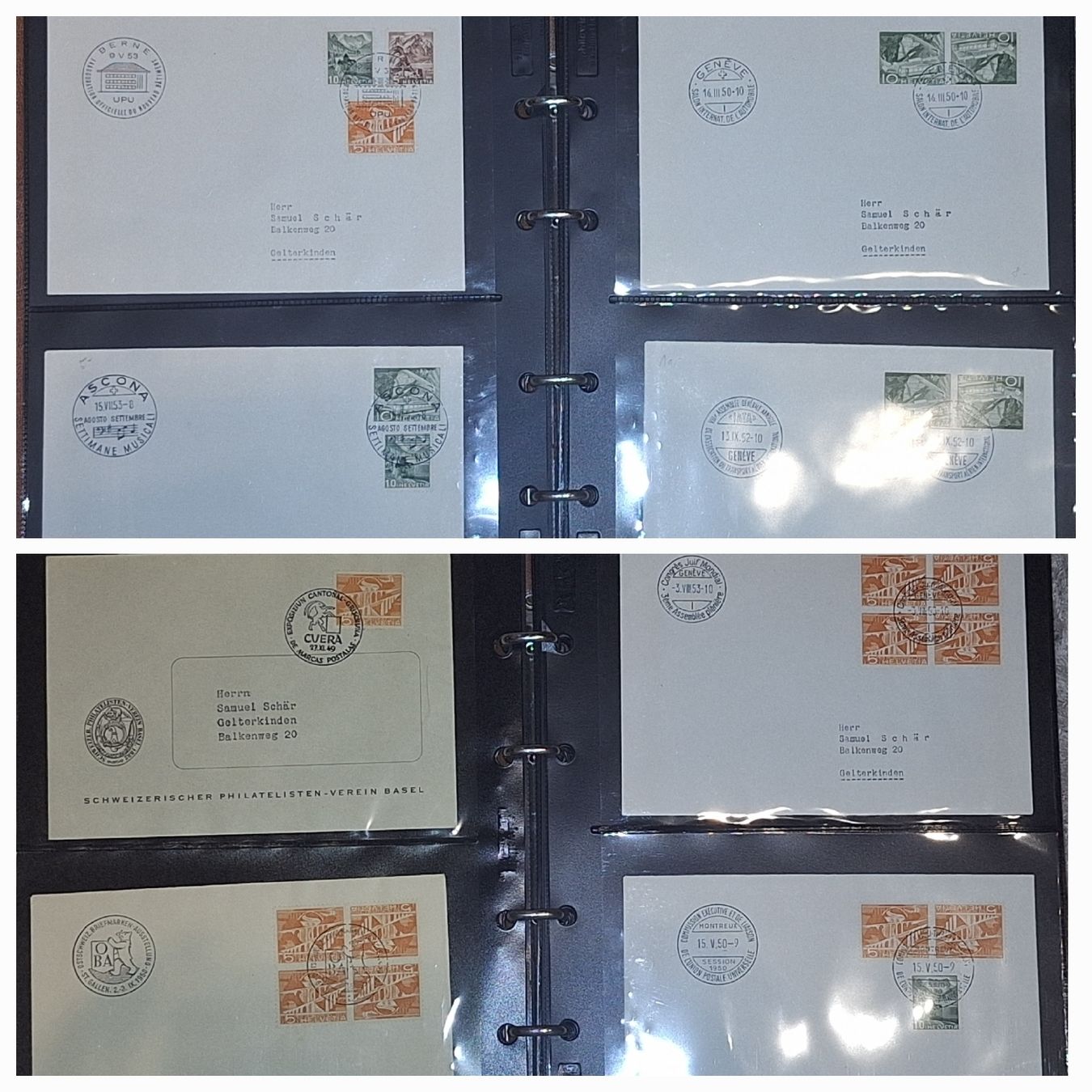 Alle Briefmarken: 44 Briefe ET / Sonderstempel mit Album – Gebraucht aus Balgach von SIMEON27 1