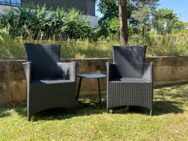 2x Gartenstühle, Lounge Polyrattan schwarz bequemBasel-Land