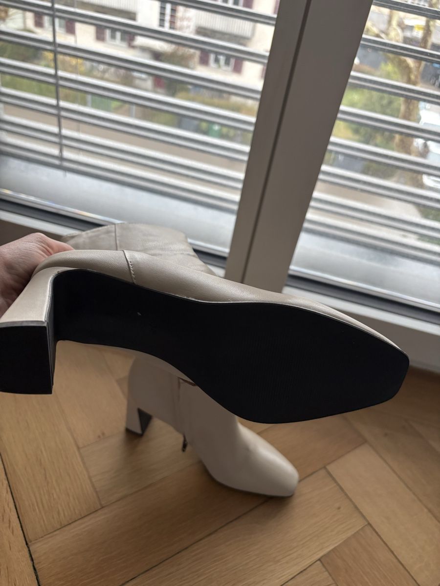 Damenschuhe: Stylish White Leather Boots, Block Heel,Manfield – Neu und originalverpackt aus Zürich von zba_7pzv 1