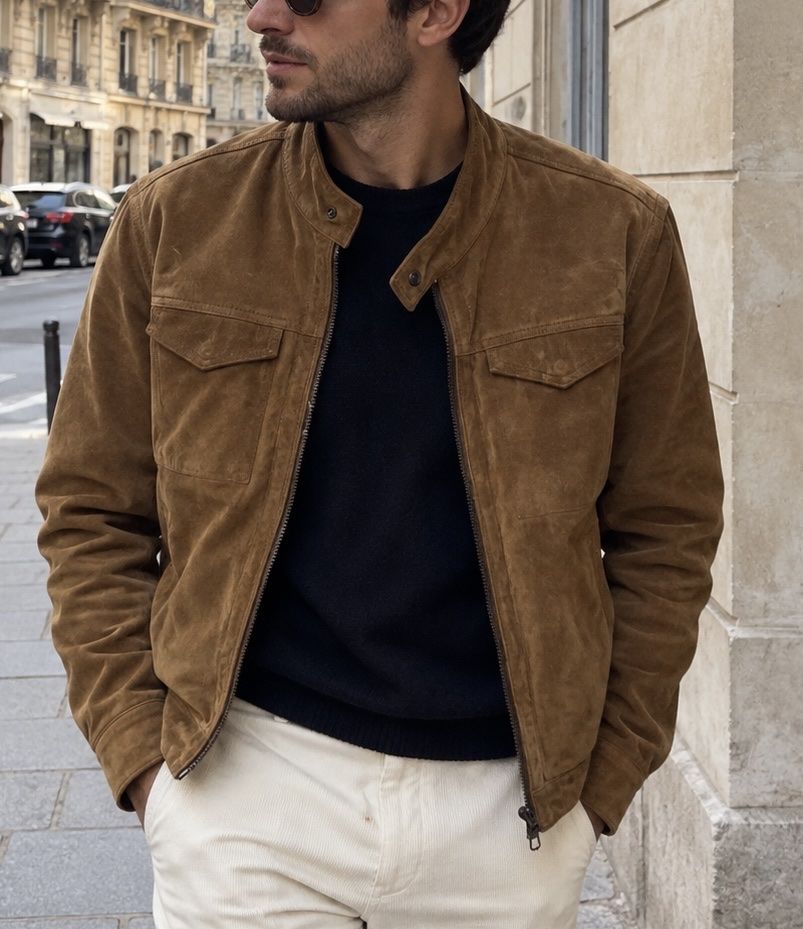 Jacken: Herren Wildlederjacke Suede braun  – Gebraucht aus Genève von SwissBoug