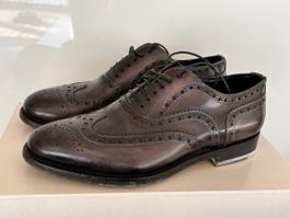 Santoni Grey violet leather Oxford brogue goodyear UK6