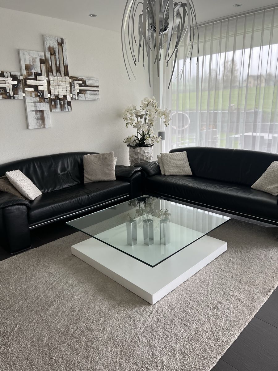 Divani: Leder Sofa, Designer Tisch, Teppich und Wandbild – Usato da Niederuzwil venduto da thumahabip