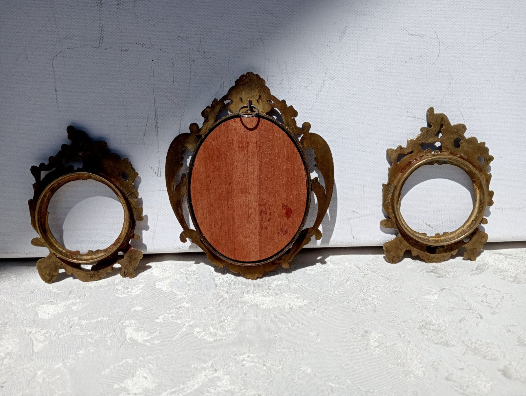 Cornici: Antikes Bilderrahmen Set Barock Stil Messing 3 klein Rahmen – Usato da Oberdorf BL venduto da Barocki888 5