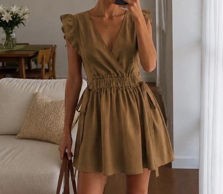 Sommerkleid Zara Gr. M Braun Rüschenärmel wie neu ☀️