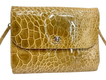 Pochette bandoulière vintage style Chanel peau de crocodile