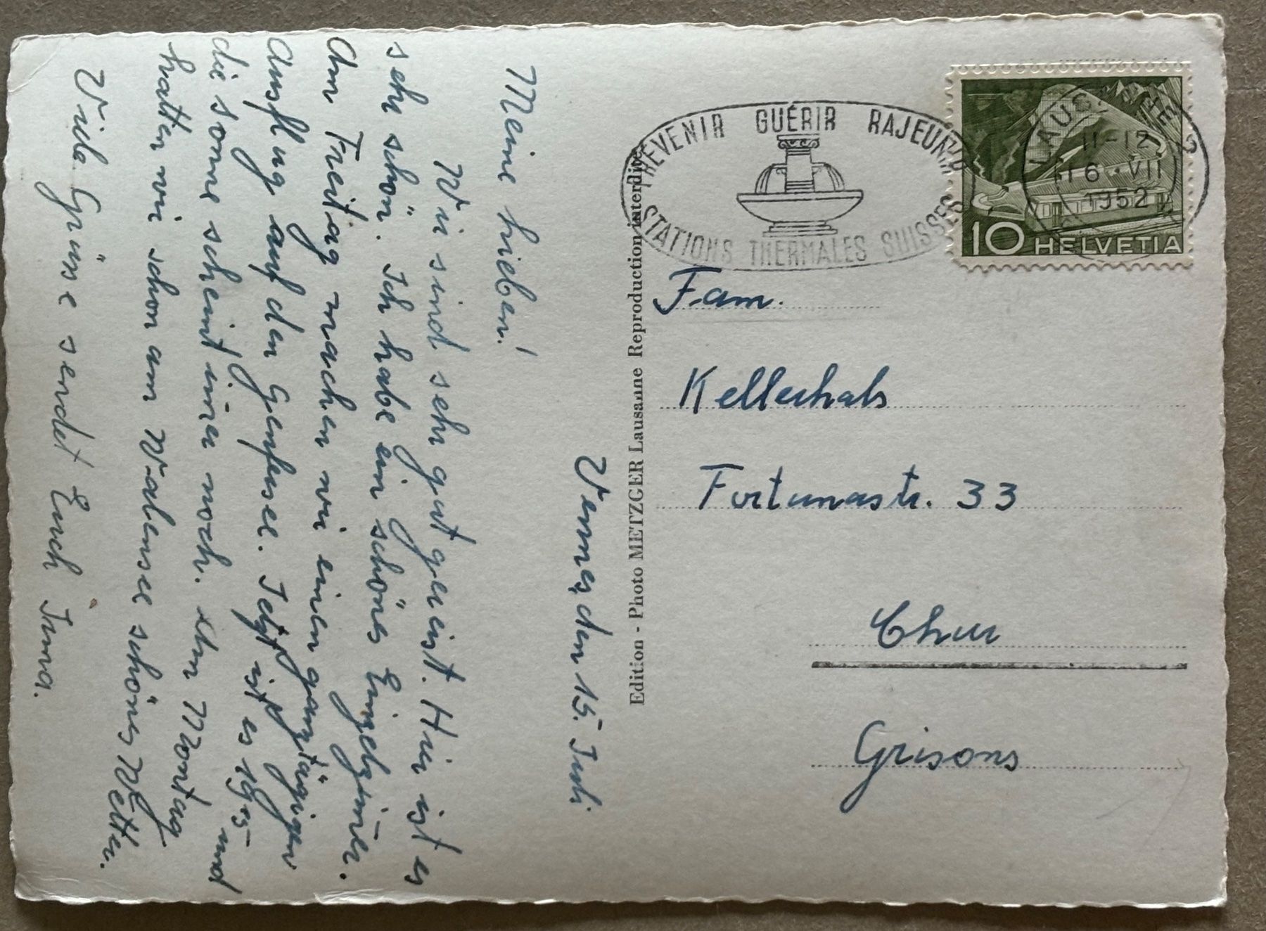 Cartoline postali: Institut Emmaus, Vennes sur Lausanne – Usato da Frauenfeld venduto da Merk52 1