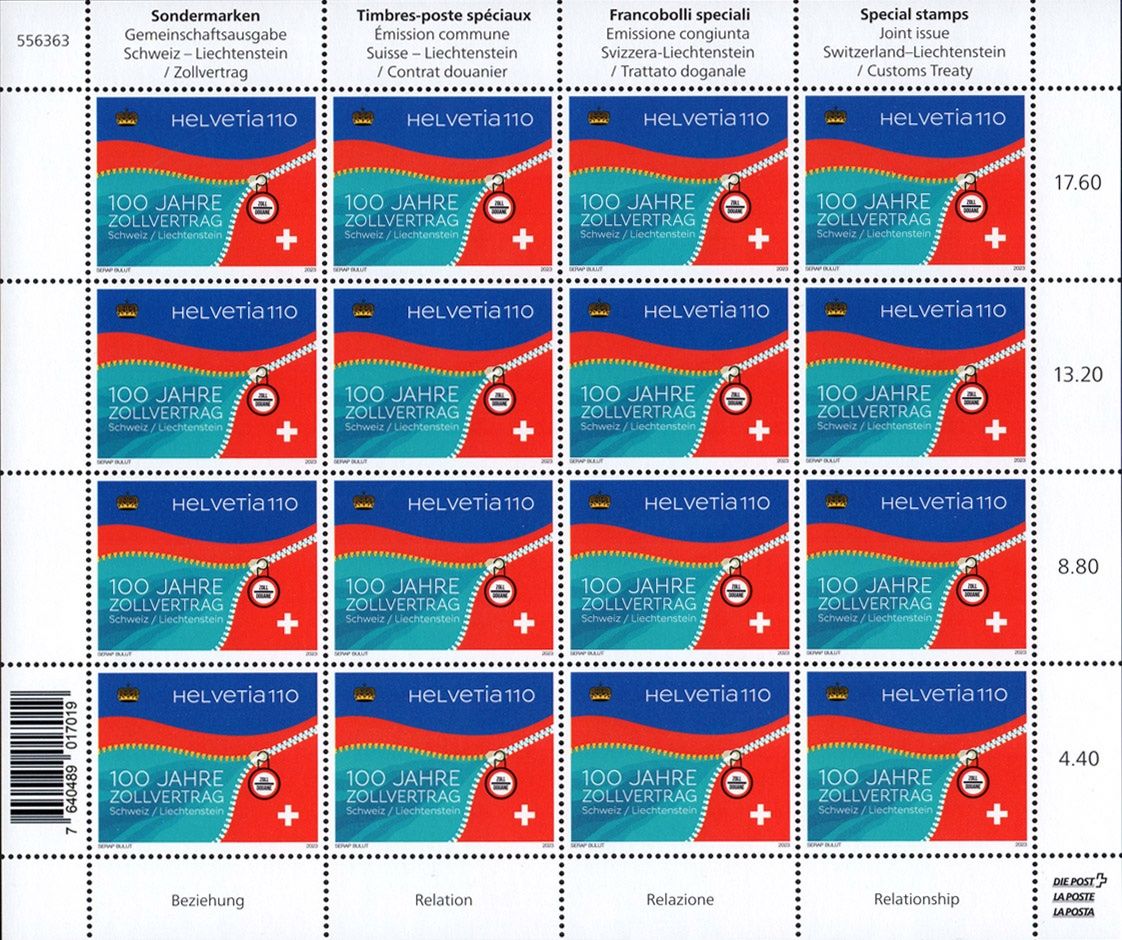 Tutti i francobolli: Bogen Zollvertrag Schweiz-Liechtenstein** 2023 – Nuovo (secondo la descrizione) da Dottikon venduto da haeusibuh5