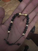 Armband Hantel Motiv schwarz goldfarben 
