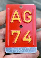 Velonummer AG 74 von 1974 - Aargau