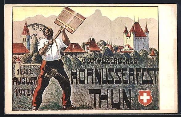Cartoline postali: Thun, V. Schweizerisches Hornusserfest 1 – Usato da Berlin venduto da bartko-reher