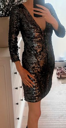 Kate Moss Topshop Pailletten Kleid Silber/Schwarz, Gr. 36 ✨