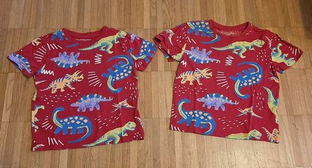 2x T-Shirts Grösse 110/116 (dino rot)