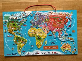 Janod Puzzle Weltkarte ITALIANO, Holz, sehr guter Zustand!