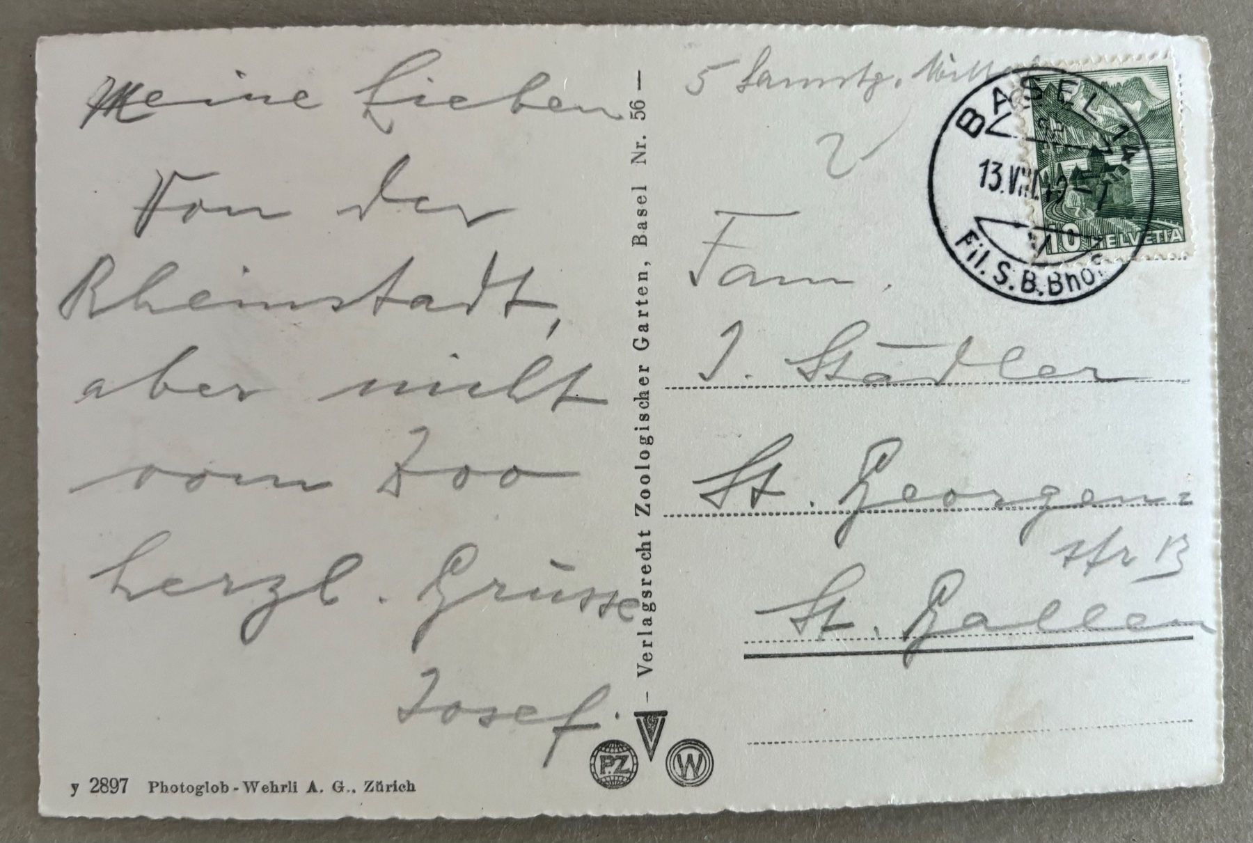 Cartes postales: Basel, Zoo, Eisbär, 1949 – D'occasion à Frauenfeld par Merk52 1