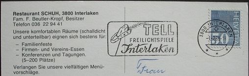 Ansichtskarten: INTERLAKEN Restaurant Schuh – Gebraucht aus Jona von philajona 1
