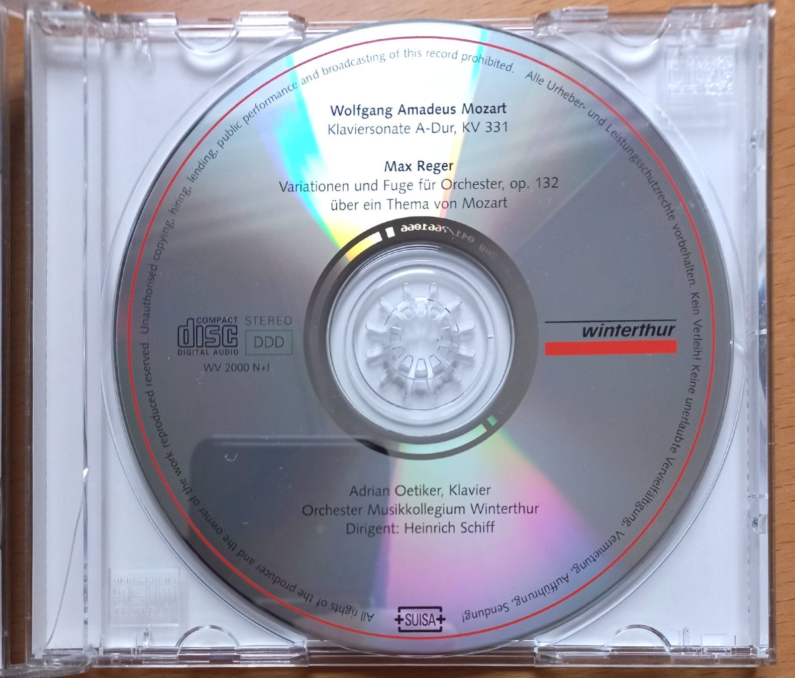 CD: CD - Mozart/Reger- Musikkollegium Winterthur – Usato da Niederuzwil venduto da lubimaja 1