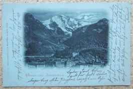 MONDSCHEIN-LITHO GRUSS AUS INTERLAKEN 1898