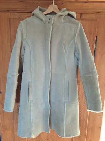 Winter Damen Ledermantel mit Kapuze, Grösse 38