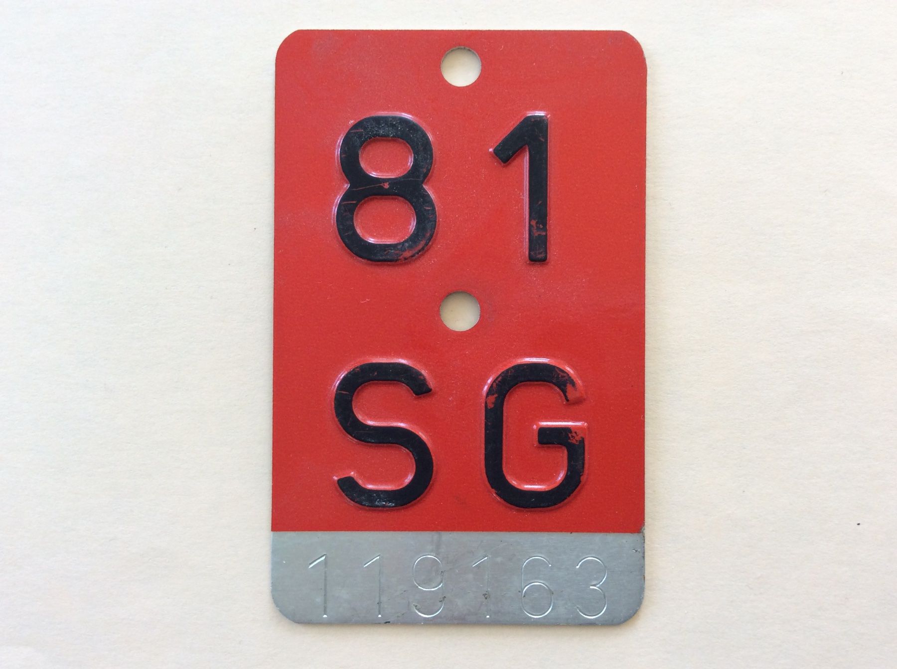 Insegne: Velonummer SG 81 – Usato da Birwinken venduto da waldmanndli