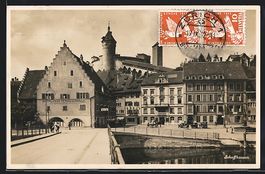 Schaffhausen, Strassenpartie an Brücke,