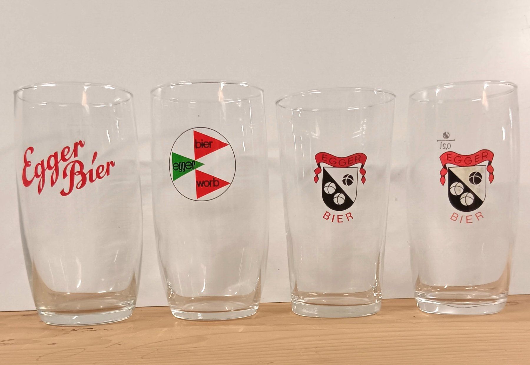 Verres: 4 Biergals Becher Bier Brauerei Egger Worb 1960 - 1969 – D'occasion à Lichtensteig par B-B-Bier