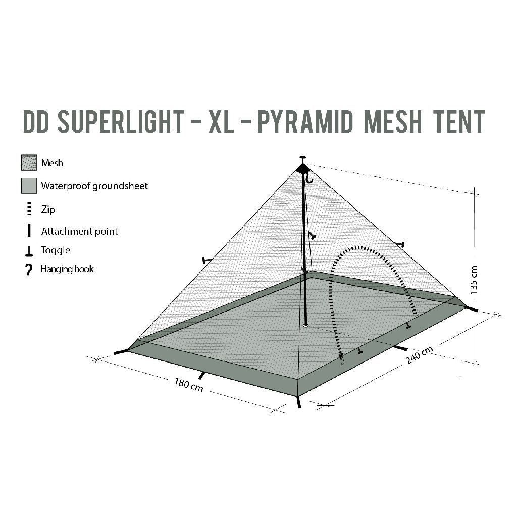 DD Hammocks Tende : DD Hammocks superlight XL Pyramid Mesh Zelt Innenzelt – Nuovo e nell'imballaggio originale da Tulln venduto da HaengemattenShop 1
