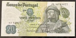 Portugal 20 Escudos Geldschein, 1971, Top Zustand!